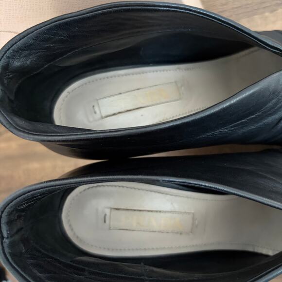 Prada Nappa Basic Nero Sz 39 US 9 Leather Ankle Heel Booties Box Dust Bag AUTH - Picture 7 of 13